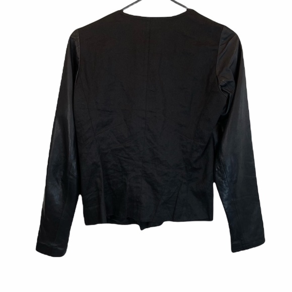 Vince Linen & Lamb Leather Moto Jacket – Black – Size 2 - Picture 6 of 14